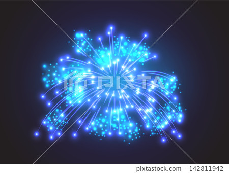 Festive Firework. Vector Isolated Pictograms. Dazzling Light up the sky. Icons on a black Background 142811942