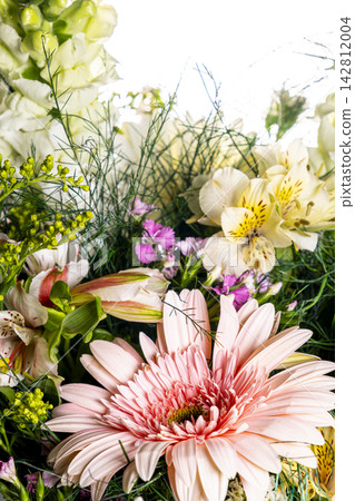 Flower Bouquet Detail on White Background. Flower Bouquet Detail on White Background. 142812004