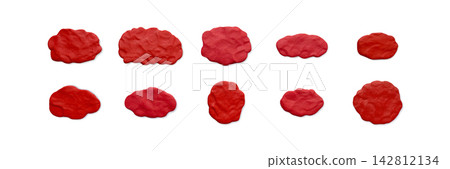 Plasticine clay red blob element set isolated vector illustration 142812134