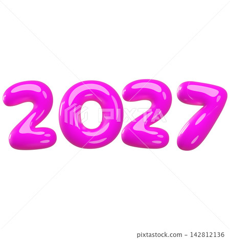 3D plasticine 2027 typography balloon number element 3D plasticine 2027 typography balloon number element 142812136