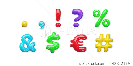 3D alphabet font element set with glossy balloon letters 3D alphabet font element set with glossy balloon letters 142812139