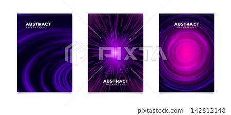Abstract neon background template set with purple magenta glow Abstract neon background template set with purple magenta glow 142812148