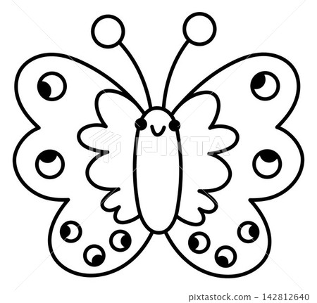 Vector cartoon black and white flying butterfly with eyes on wings. Funny African or safari insect clipart. Cute savannah bug icon for kids. Savanna element. Africa wildlife line illustration, Vector cartoon black and white flying butterfly with eyes on wings. Funny African or safari insect clipart. Cute savannah bug icon for kids. Savanna element. Africa wildlife line illustration, 142812640