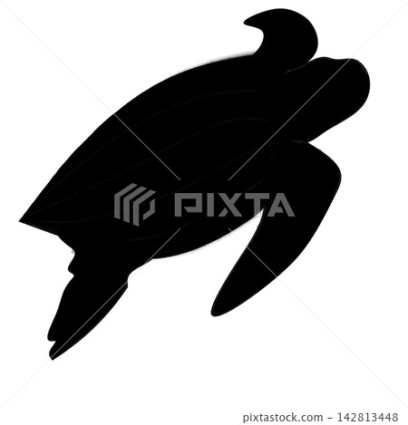 Sea turtle black silhouette isolated on white background, marine life vector icon, underwater animal element. Sea turtle black silhouette isolated on white background, marine life vector icon, underwater animal element. 142813448