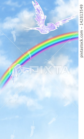 Blue sky over a rainbow Blue sky over a rainbow 142813549