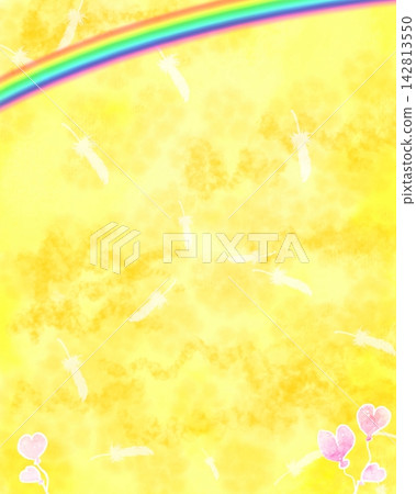 Illustration of a heart-shaped balloon and a rainbow Illustration of a heart-shaped balloon and a rainbow 142813550