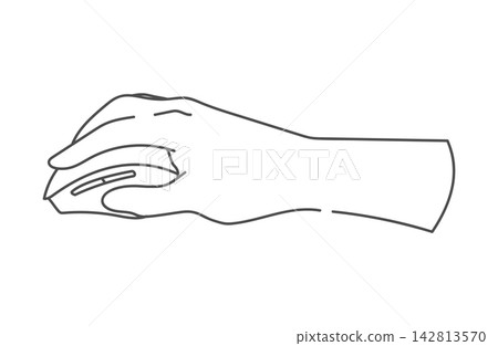 一手拿著滑鼠(插圖,特寫,不透明) 一手拿著滑鼠(插圖,特寫,不透明) 142813570