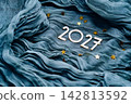 New Year's background with the number 2027 on a blue background. 142813592