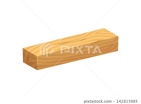 Rectangular wooden plank with visible grain texture and natural crack. Cartoon tan brown lumber and timber piece for construction, carpentry, building catalogs and furniture making guides Rectangular wooden plank with visible grain texture and natural crack. Cartoon tan brown lumber and timber piece for construction, carpentry, building catalogs and furniture making guides 142813985