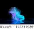 Futuristic Technology Network data concept. Sand explosion with innovation patter to connect the Dots as neuron system with light motion. Technology futuristic of data network is pattern background 142814086