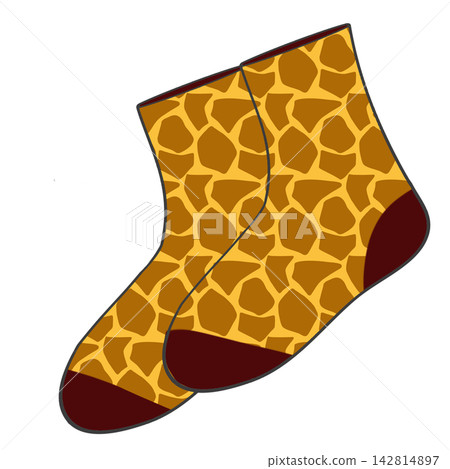 Giraffe Print Ankle Sock With Brown Heel Isolated Giraffe Print Ankle Sock With Brown Heel Isolated 142814897
