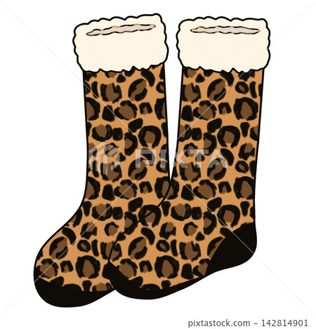 Cheetah Print Boots With White Fur Trim Isolated Cheetah Print Boots With White Fur Trim Isolated 142814901