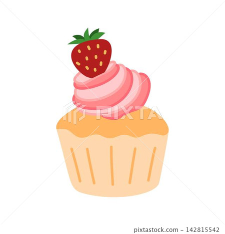 strawberry cupcake illustration dessert 142815542