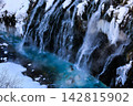 Shirahige Falls, a cobalt blue stream in the middle of winter 142815902