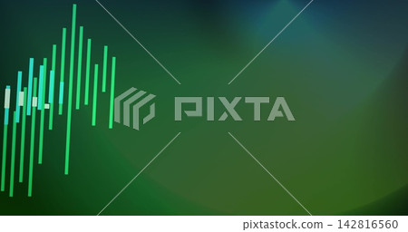 Showing teal equalizer bars aligning left on UI wallpaper with pale block and haze, copy space Showing teal equalizer bars aligning left on UI wallpaper with pale block and haze, copy space 142816560