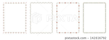 Hand drawn stitched floral border frame set vertical rectangular vector outlines. Coquette embroidery seam line art element collection for craft project, invitation and decorative card layout. Hand drawn stitched floral border frame set vertical rectangular vector outlines. Coquette embroidery seam line art element collection for craft project, invitation and decorative card layout. 142816792