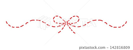 Hand drawn stitched ribbon bow tie vector element with dashed line art detail. Coquette embroidery seam accent for craft project, invitation, gift tag and decorative stationery design. Hand drawn stitched ribbon bow tie vector element with dashed line art detail. Coquette embroidery seam accent for craft project, invitation, gift tag and decorative stationery design. 142816809