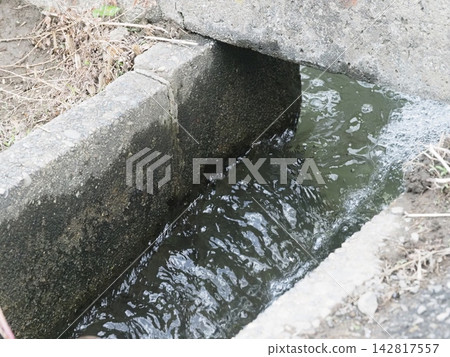 Water art, canal scenery, shimmering water, copy space, background. Water art, canal scenery, shimmering water, copy space, background. 142817557