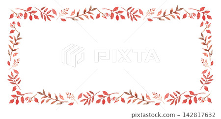 Autumn leaves frame painted in watercolor Autumn leaves frame painted in watercolor 142817632