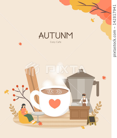 Warm and cozy autumn-themed illustration  142817941