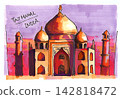 Taj Mahal (India) / Hand-drawn with Copic markers 142818472