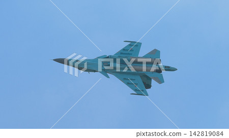 A Russian Air Force Sukhoi Su-34 fullback fighter-bomber rolling A Russian Air Force Sukhoi Su-34 fullback fighter-bomber rolling 142819084