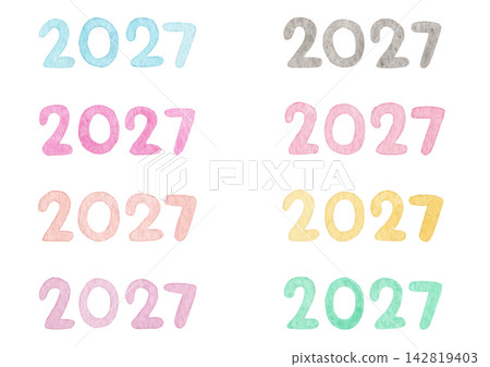 數位（2027）的水彩插圖 142819403