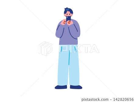 Illustration of a man operating a smartphone Illustration of a man operating a smartphone 142820656