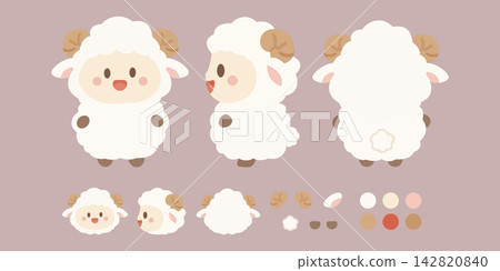 Cute Sheep Mascot Character Model Sheet for Year of the Sheep Chinese New Year 142820840
