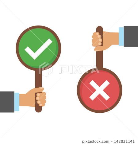 Checkmark and Cross Signs Concept of True False or Right Wrong Flat Vector Checkmark and Cross Signs Concept of True False or Right Wrong Flat Vector 142821141