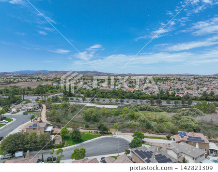 Aerial View of construction communities in Winchester, Inland Empire region of Riverside County, California, USA Aerial View of construction communities in Winchester, Inland Empire region of Riverside County, California, USA 142821309