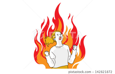 Illustration of a woman who is furious and at the peak of her anger. 142821872