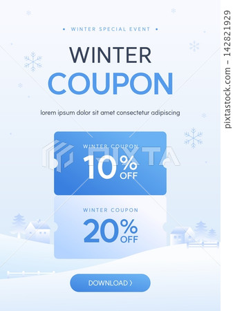 Winter Sale Special Offer Discount Coupon Banner Template with Snowflake Winter Sale Special Offer Discount Coupon Banner Template with Snowflake 142821929