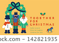 Title: Banner design for "TOGETHER FOR CHRISTMAS" featuring a wreath and a nutcracker. 142821935