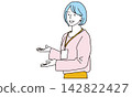 Illustration of a female staff member giving directions Illustration of a female staff member giving directions 142822427