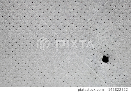 Light gray perforated material with evenly spaced tiny holes creates a regular geometric pattern and clean industrial texture. Light gray perforated material with evenly spaced tiny holes creates a regular geometric pattern and clean industrial texture. 142822522