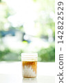 Glass of milk latte coffee on a table. 142822529