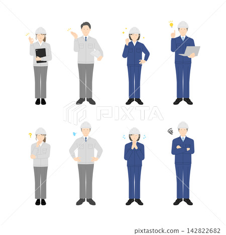 Simple image vector illustration set of blue-collar workers in work clothes. 142822682