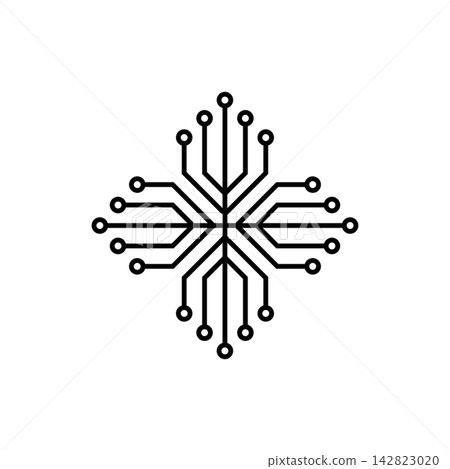 Tech Circuit Board Node Line Art Tech Circuit Board Node Line Art 142823020