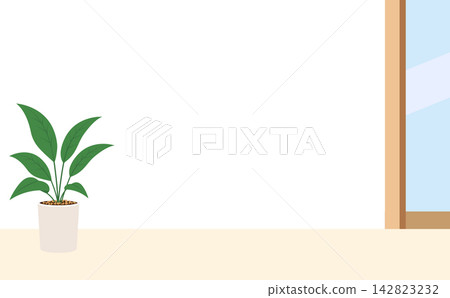 Simple background illustration of an interior with houseplants. Simple background illustration of an interior with houseplants. 142823232