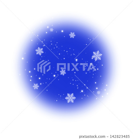 藍色圓形雪框 142823485
