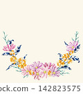 秋季花卉相框：波斯菊和桂花 142823575
