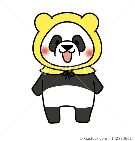 A panda wearing a disaster prevention hood A panda wearing a disaster prevention hood 142823661