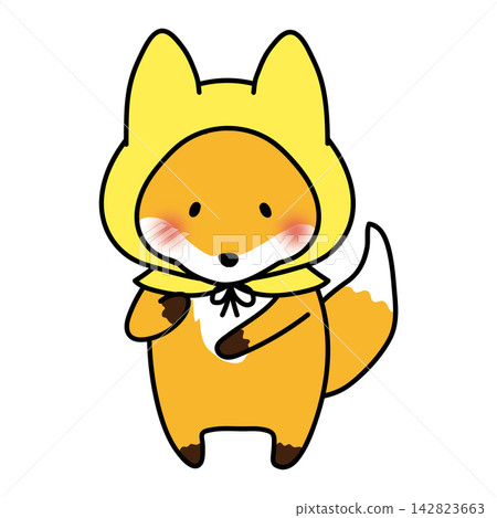 A fox wearing a disaster prevention hood A fox wearing a disaster prevention hood 142823663