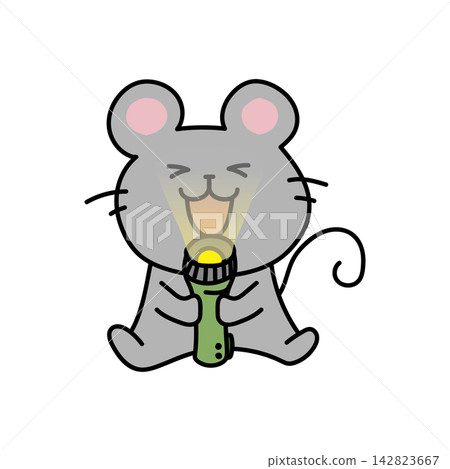 A mouse checking if the flashlight light works. 142823667