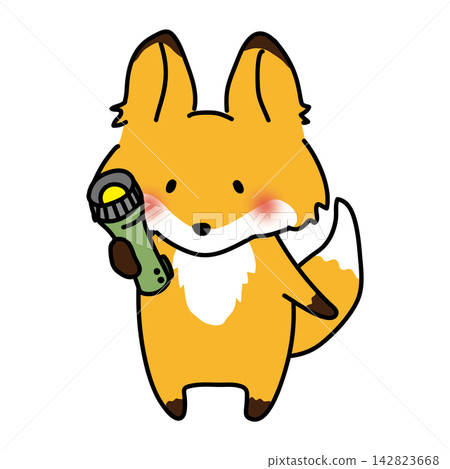 一隻狐狸正在檢查手電筒是否能用。 一隻狐狸正在檢查手電筒是否能用。 142823668