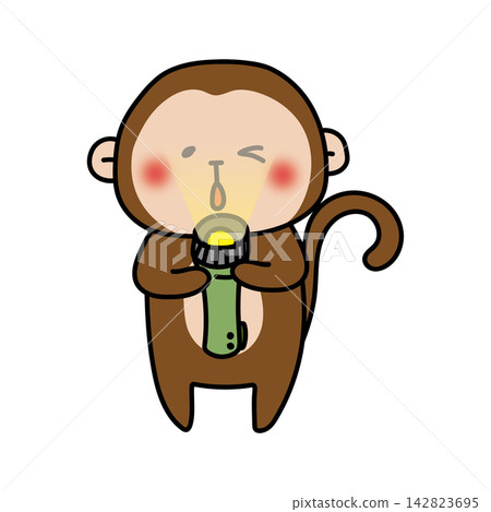 一隻猴子正在檢查手電筒是否能用。 一隻猴子正在檢查手電筒是否能用。 142823695