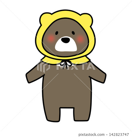 A bear wearing a disaster prevention hood A bear wearing a disaster prevention hood 142823747