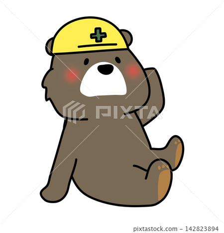 A bear wearing a helmet A bear wearing a helmet 142823894