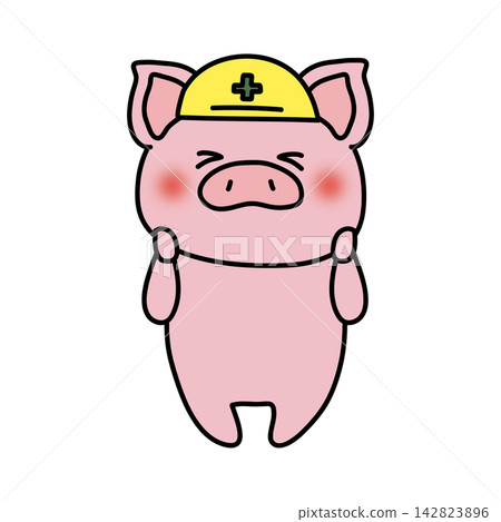 A pig wearing a helmet A pig wearing a helmet 142823896